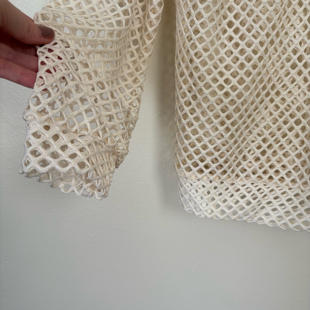 Dazy | Cream Mesh Long Sleeve Top | Size Large - Picture 7 of 10